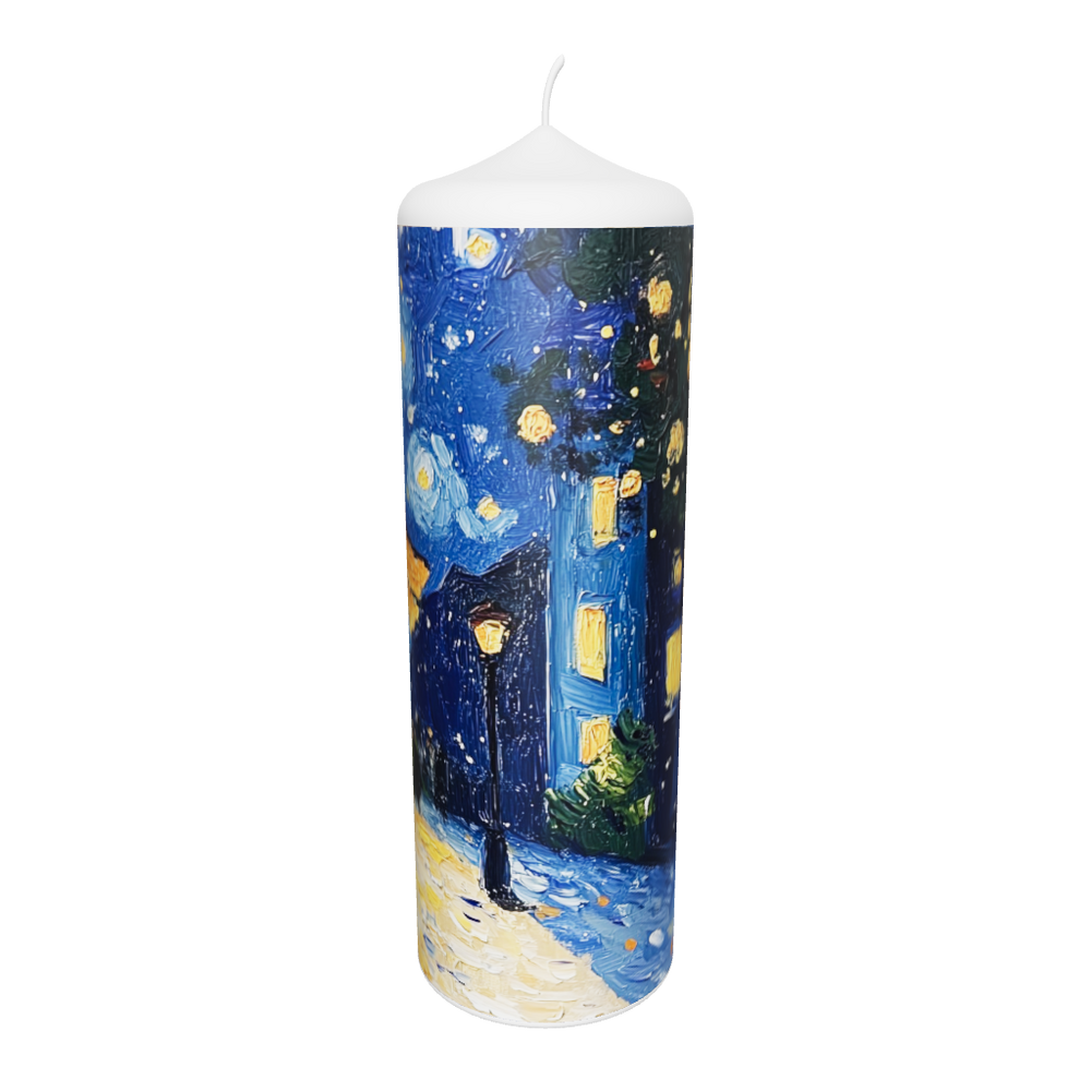 Künstlerkerze mit Gemälde von Van Gogh: Straßencafé bei Nacht