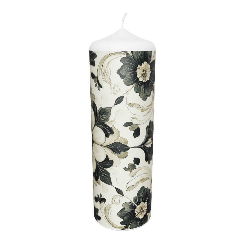 Künstlerkerze mit symmetrischem Sonnenblumen-Muster
