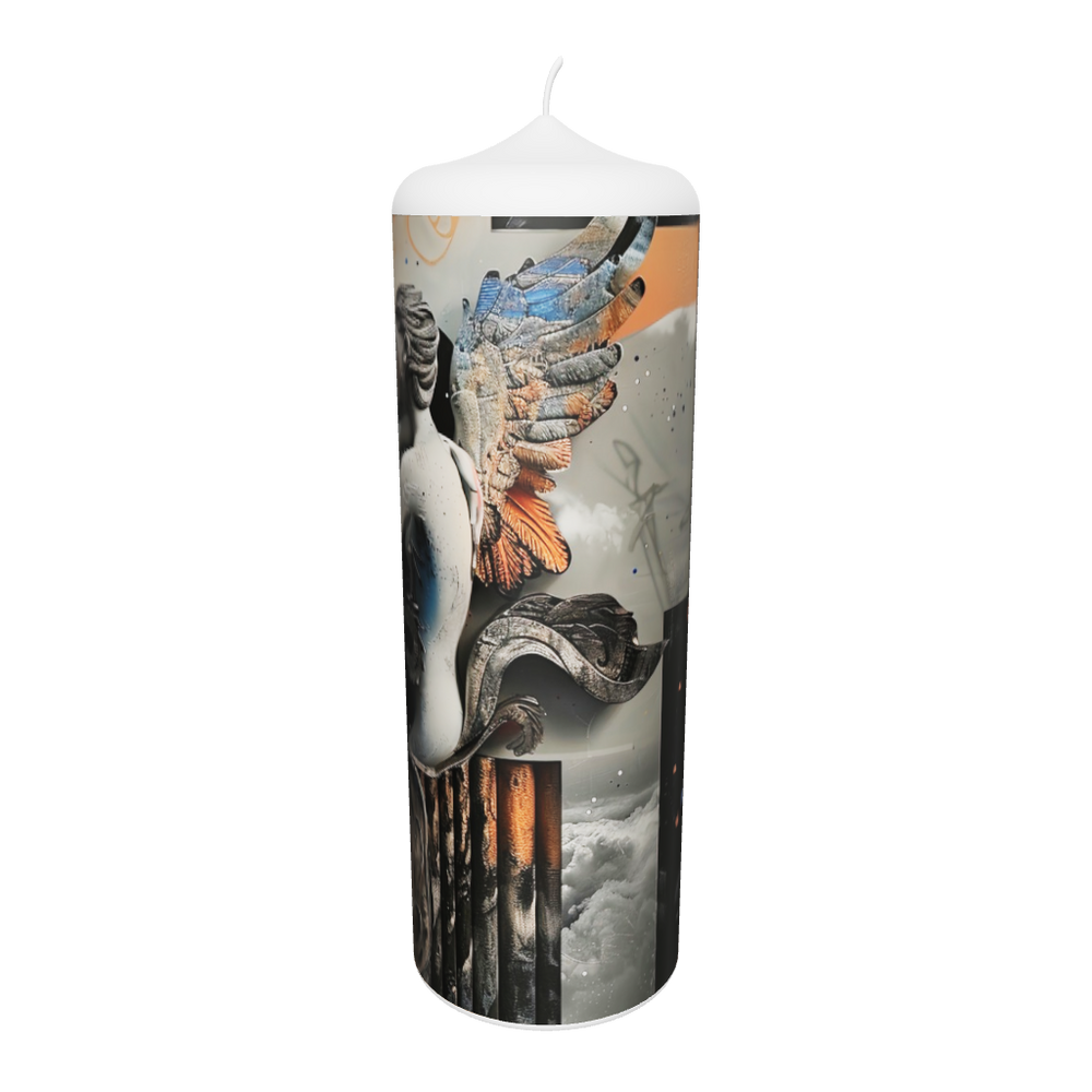 Künstlerkerze mit zwei Figuren im Kontrast aus Licht und Dunkel – Symbol für Nähe, Dualität und Harmonie der Gegensätze.