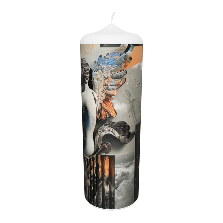 Künstlerkerze mit zwei Figuren im Kontrast aus Licht und Dunkel – Symbol für Nähe, Dualität und Harmonie der Gegensätze.