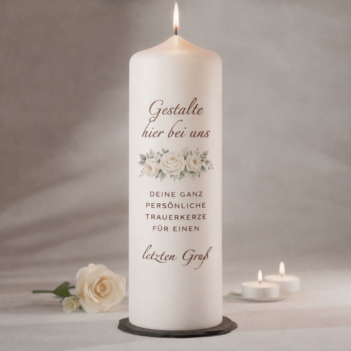Personalisierte Trauerkerze mit Namen, Datum oder Foto – individuelle Gedenkkerze zum Erinnern