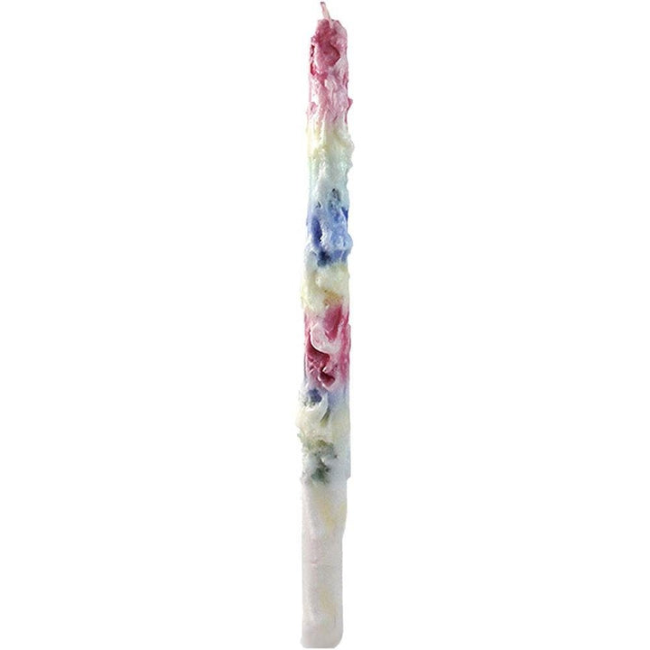 Bunte Tropfkerze mit farbigem Wachsverlauf – Colour Drip Candle, farbig tropfende Deko-Kerze.