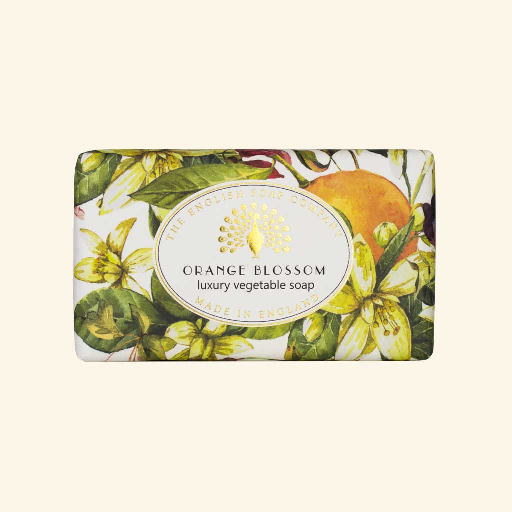 Seife mit mediterrischem Orangenblütenduft – ESC Vintage Orange Blossom Soap 190 g von The English Soap Company in edler Vintage-Verpackung.
