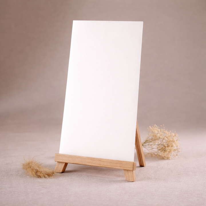 weisse wachsplatte auf holzstaffelei produktfoto hintergrund fuer kerzengestaltung