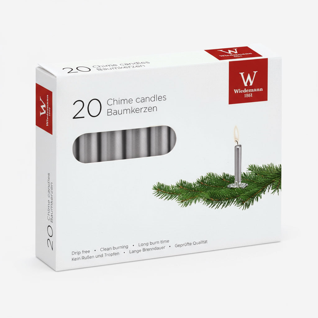 Wiedemann Baumkerzen in Silber und Gold – 20 Stück tropffrei, mit ruhiger Flamme und langer Brenndauer